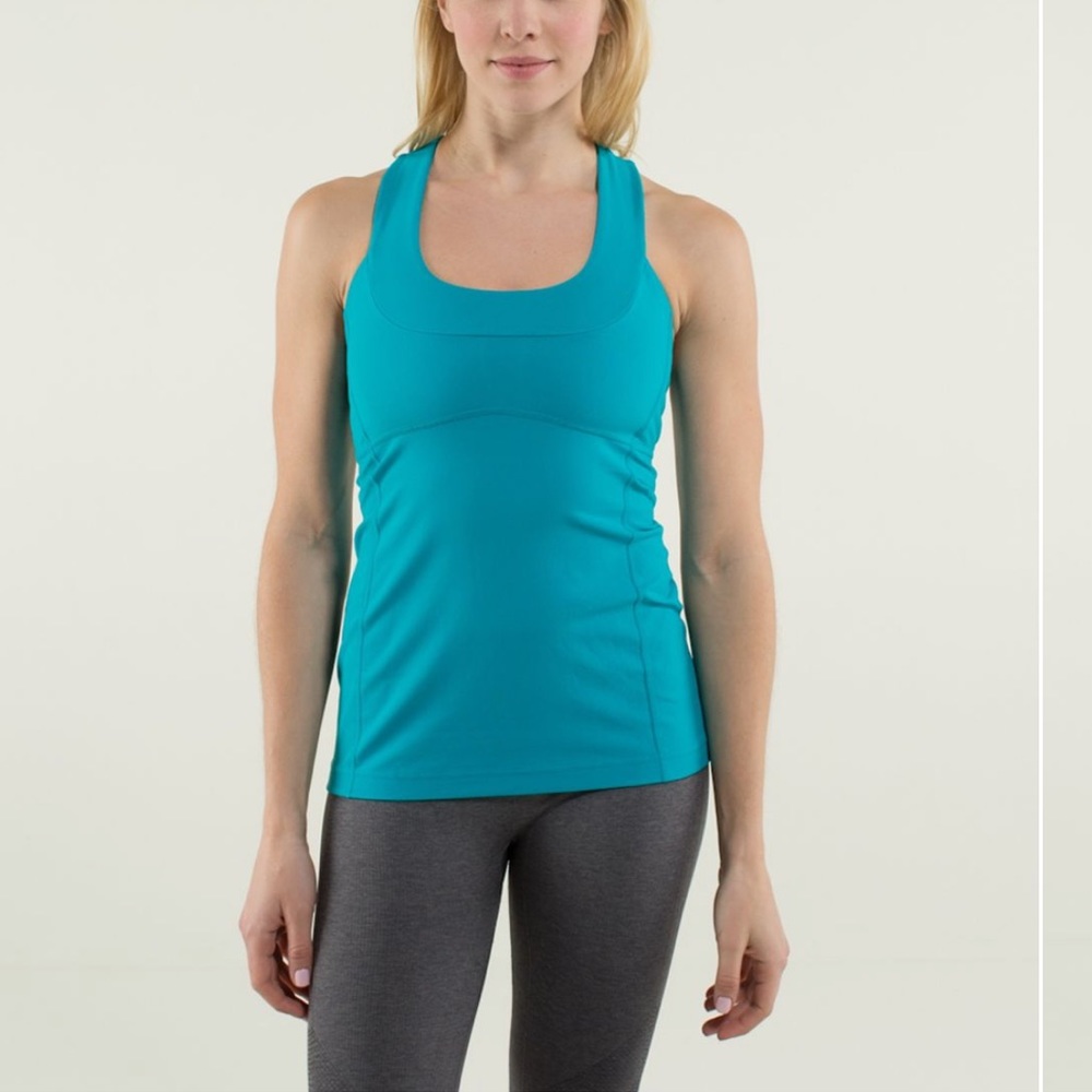 LULULEMON Solid Surge Blue Green Teal Scoop Neck